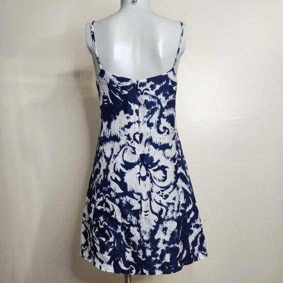 Velvet by Graham Spencer Blue and White Silk Slip Mini Dress Size Small - Picture 7 of 13